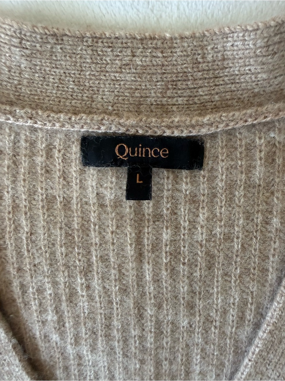 Quince Mongolian Cashmere Oversized Boyfriend Cardigan Sweater Oatmeal size L - Picture 12 of 16